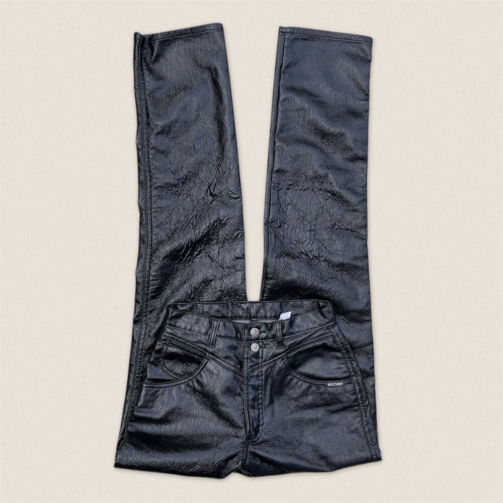 Vintage Rockies Rocky‎ Mountain Faux Black Leather Jeans 28/7 - Size 26 x 36